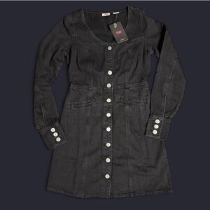 Levi's Black Long Sleeve Denim Dress